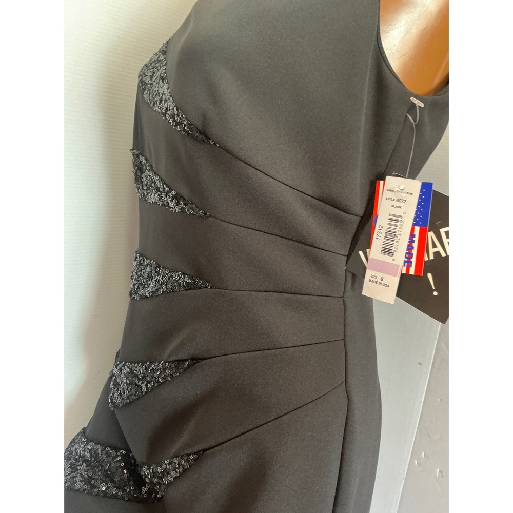 R&M Richard's Black Sequin Tiered Sheath Cocktail Dress Size 6 Formal NWT - Picture 10 of 16